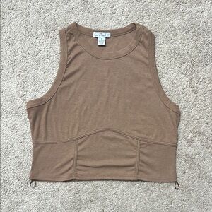 Love Streak Brown Ribbed Crop Top